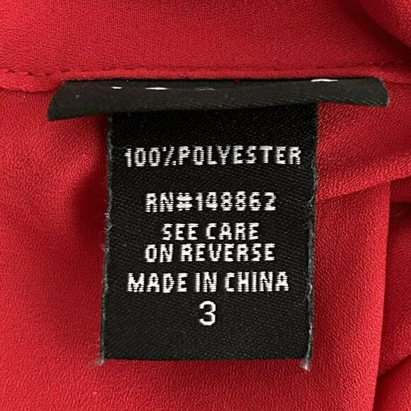 Torrid Blouse Plus Size 3X Georgette Mock Neck Tie Back Long Sleeve Red - Picture 4 of 4